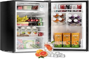 3.2 Cu Ft Mini Fridge with Freezer - Energy Efficient, Large Capacity Single Door Upright Freezer for Bedroom, Office & Dorm | Small Fridge, Reversible Door, ETL Certified(Black)