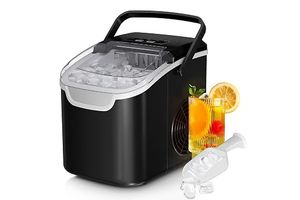 Antarctic Star Countertop Ice Maker Machine, 26Lbs/Day Fastest 6‑Min Ice | 8 Bullet Ice In 6Min, 2 Sizes, Energy-Saving, Portable Handle, Self-Cleaning, Basket/Scoop, Home/Bar/Rv/Camping. Black
