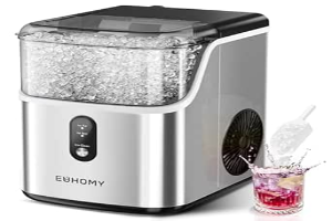 EUHOMY Nugget Ice Makers Countertop, Pebble Ice Maker Machine with 35lbs/24H Soft Ice, Self-Cleaning Sonic Ice Maker with Ice Scoop&Basket, Pellet Ice Maker for Home/Kitchen/Office(Stainless Steels)