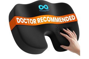 Everlasting Comfort Doctor Recommended Memory Foam Seat Cushion for Office Chairs & Car - Ergonomic Office Desk Accessories - Cushions for Tailbone Pain Relief, Sciatica (Black, Large)
