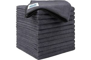 HOMEXCEL Microfiber Cleaning Cloth 12 Pack, 12.5 x 12.5 inch Microfiber Towels for Cars, Ultra Absorbent Washing Cloth, Lint Free Streak Free Cleaning Rags for Car, Kitchen, and Window (Grey)