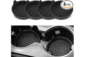 SINGARO Car Cup Holder Coaster, Silicone Cup Holder Insert, Universal Non-Slip Cup Holders, Car Accessories Interior for Women and Man Interior Sets 4 Pack Black