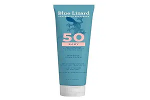 Blue Lizard BABY Mineral Sunscreen with Zinc Oxide, SPF 50+, Water Resistant, UVA/UVB Protection with Smart Cap Technology - Fragrance Free, 5 oz. Tube