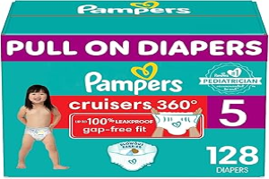 Pampers Cruisers 360 Diapers - Size 5, One Month Supply (128 Count), Pull-On Disposable Baby Diapers, Gap-Free Fit