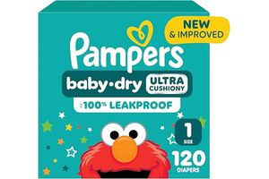 Pampers Diapers - Baby Dry - Size 1, 120 Count, Absorbent Disposable Infant Diaper (Packaging May Vary)