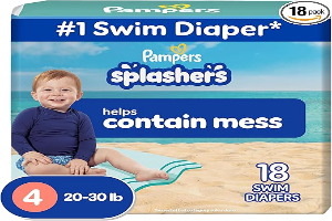 Pampers Swim Diapers - Splashers - Size 4, 18 Count, Gap-Free Disposable Baby Swimming Pants