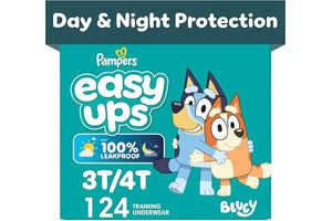 Pampers Training Pants - Easy Ups Boys & Girls Bluey - Size 3T-4T, 124 Count, Children's Potty Underwear (Packaging May Vary)