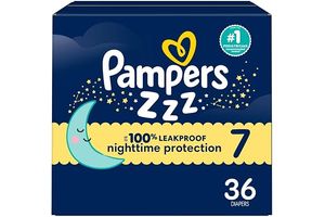 Pampers ZZZ Overnight Diapers, Size 7 (41+ lbs), 36 Count, Nighttime Protection Disposable Baby Diaper, Night Time Leak and Skin Protection