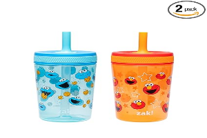 Zak Designs Sesame Street Kelso Toddler Tumblers For Travel or At Home, 15oz 2-Pack Durable Plastic Sippy Cups With Leak-Proof Design is Perfect For Kids (Elmo and Cookie Monster)