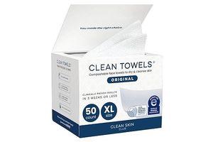 Clean Skin Club Clean Towels XL®, 100% USDA Biobased Face Towel, Disposable Face Towelette, Eczema Association Accepted, Makeup Remover Dry Wipes, Ultra Soft, 1 Pack, 50 Ct