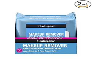 Neutrogena Makeup Remover Wipes Micellar Alcohol-Free Face Towelettes Remove Waterproof Mascara & Oil, Compostable 100% Plant-Based Cloth, Dermatologist & Ophthalmologist Tested, Twin Pack 2 x 25 ct
