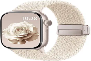 Braided Stretchy Band Compatible with Apple Watch Bands 38mm 40mm 41mm 42mm 44mm 45mm 46mm 49mm Women Men, Soft Nylon Solo Loop Magnetic Sport Strap for iWatch Series 11 10 9 8 7 6 5 4 3 2 1 SE Ultra