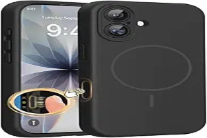 Miracase Magnetic for iPhone 17 Case, Compatible with MagSafe, Integrated Silicone Camera Control Cover, 3.0mm Thicken Shockproof Drop Protection Phone Case for 17, Black