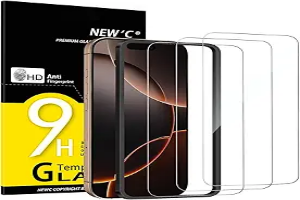 NEW'C 3 Pack Designed for iPhone 17, 17 Pro, iPhone 16 Pro Screen Protector (6.3 inches), Enhanced Tempered Glass Protection with easy installation tool included,Case Friendly Ultra Resistant
