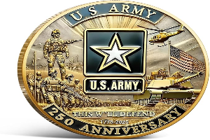 250th Anniversary U.S. Army Commemorative Coin – Double-Sided High Relief Design – 1775-2025 Military Collector Coin – Veteran Gift – Patriotic Metal Challenge Coin (Army)