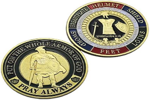 HillSpring 2 Pieces Put On The Whole Armor of God Challenge Coins (Ephesians 6:11-18)