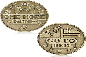 One More Game or Go to Sleep Gamer Decision Coin, Gifts for Gamer Boyfriend, Husband, Men, Gaming Accessories for Men, Game Gifts for Christmas, Valentine's Day, His Birthday