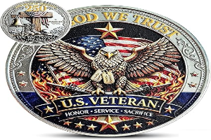 US Veteran Challenge Coin – Honor, Service, Sacrifice Design with Freedom Bell & Boots, 250 Years of Freedom Metal Token