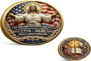 USA 250th Anniversary Commemorative Coin 1776-2026, America 250 Merchandise Patriotic Collectible Coin with Liberty Bell & Bald Eagle Design, 250 Year American Anniversary Coin for Collectors (M)