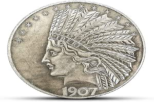 YukaBa MarshLing Antique Liberty Indian Head Ten-Dollars Coin - Great American Commemorative Old Coins- Uncirculated Morgan Dollars-Discover History of US Coins Perfect Quality