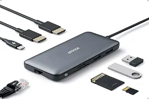 Anker Laptop Docking Station Dual Monitor, 8-in-1 USB C Hub, 4K Dual Monitor with 2 HDMI, 1 Gbps Ethernet Hub, 85W Power Delivery, SD Card Reader, for XPS and More (Charger not Included)