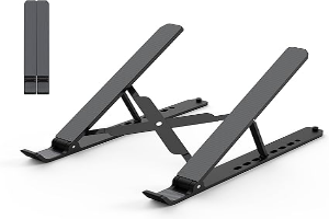 Tonmom Laptop Stand for Desk, Adjustable Laptop Riser ABS+Silicone Foldable Portable Notebook Holder, Ventilated Cooling Notebook Mount Computer Stand for 10-15.6” Laptops,Tablets-Black