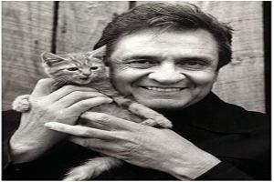 The Man in Black Johnny Cash Holding Kitten with Big Smile 8 x 10 Photo