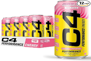 C4 Performance Energy Drink | Strawberry Blast | Zero Sugar Carbonated Preworkout Energy | 200mg Caffeine with Beta Alanine | 16 Fl Oz (12 Pack)