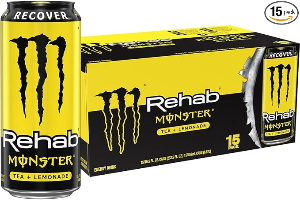 Monster Rehab Tea + Lemonade + Energy, Energy Drink 15.5 Ounce | Energy Iced Tea, Pack of 15