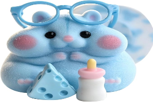 Handmade Taba Squishy Hamster Toy, Cute Squishy Hamster Fidget Toy, Realistic Hamster Toy, Soft Silicone Mochi Furry Toy, Stress Relief Gift for Adults & Kids, Sensory Anxiety Plushie (Blue)