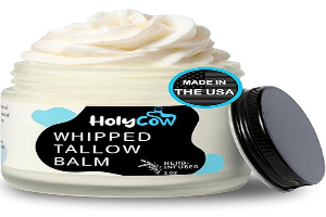HolyCow 100% Grass Fed Beef Tallow For Skin - Whipped Tallow Balm with Organic Jojoba Oil (Unscented/Herb-Infused), Grass Fed Beef Tallow Face Moisturizer for Eczema, Baby, Lip Balm
