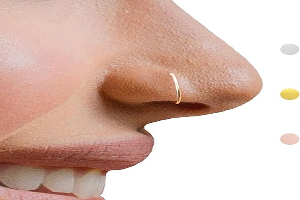 LUCKYJEWUS Small Thin Gold or Sterling Silver Nose Ring Hoop for Women, Tiny Nose Piercing jewelry