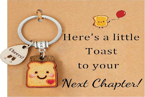 PEALICIOUS Cute Toast Keychain for Girls, New Beginnings Gifts for Best Friend as Next Chapter Stuff, Cute Love Engagement Housewarming Birthday New Job Gifts for Coworker Couple Bestie Sister Parents