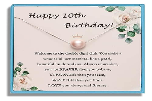 Sereney 10th Birthday Gifts for Girls S925 Sterling Silver Pink Pearl Necklace as Gifts for 10 Year Old Girl, Adjustable Length 10 Birthday Ideas for Girls Trendy 2024