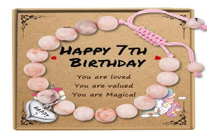 Sereney 7 Year Old Girl Birthday Gifts, Adjustable Beaded 7th Birthday Bracelet as 7th Birthday Gifts for 7 Year Old Girls Seven Year Old Girl Birthday Gifts for Daughter Niece Granddaughter Girl