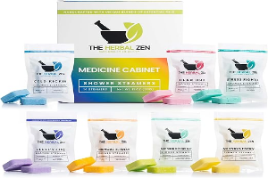 The Herbal Zen Shower Steamers Aromatherapy Tablets 14 Pack - 7 Pure Essential Oil Blends for Daily Relaxation and Wellness - Shower Bombs Gift Set for Women and Men