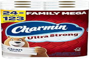 Charmin Toilet Paper Ultra Strong Clean Touch, 24 Family Mega Rolls = 123 Regular Rolls
