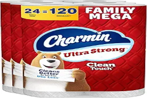 Charmin Ultra Strong Clean Touch Toilet Paper, 24 Family Mega Rolls = 120 Regular Rolls