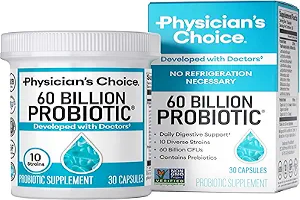 Physician's CHOICE Probiotics 60 Billion CFU - 10 Strains + Organic Prebiotics - Immune, Digestive & Gut Health - Supports Occasional Constipation, Diarrhea, Gas & Bloating - for Women & Men - 30ct
