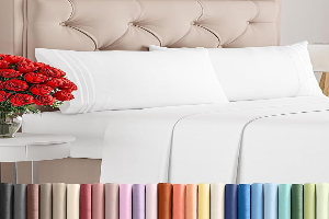 Queen Size 4 Piece Sheet Set - Comfy Breathable & Cooling Sheets - Hotel Luxury Bed Sheets for Women & Men - Deep Pockets, Easy-Fit, Extra Soft and Wrinkle Free Sheets - White Oeko-Tex Bed Sheet Set