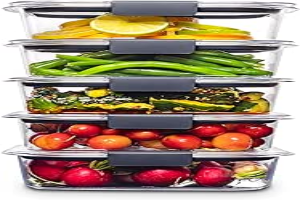 Rubbermaid Brilliance Food Storage Containers, BPA Free, Airtight Lids, Ideal for Lunch, Meal Prep & Leftovers, Set of 5 (3.2 Cup)