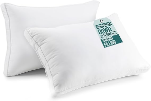 Utopia Bedding Down Alternative Bed Pillows for Sleeping Queen Size (White), Set of 2, Soft & Fluffy Pillow with Cooling, Hotel Quality, Gusseted Pillow for Back, Stomach or Side Sleepers