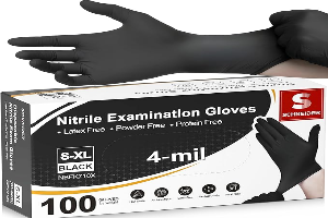 Schneider Nitrile Exam Gloves, 4 Mil Black Gloves Disposable Latex Free Powder Free, Food Safe for Cooking, Food Prep, Clean