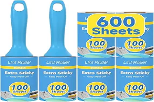 Swihauk 600 Sheets Extra Sticky Lint Rollers for Pet Hair, Easy Spiral Tear Lint Roller for Clothes with Ergonomic Handle, Multipurpose Lint Remover for Furniture, Carpet, Car Seat