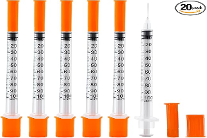 U-100 1cc 31 Gauge 5/16 Inch Syringe, Individually Packed 20 PACK