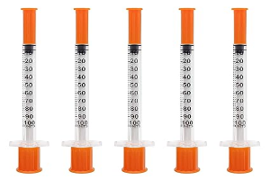 U-100 1cc Syringes with Needle 31G 5/16 inch (8mm),Individual Pack of 36