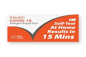 iHealth COVID-19 Antigen Rapid Test, 1 Pack, 5 Tests Total, FDA EUA Authorized OTC at-Home Self Test, Results in 15 Minutes with Non-invasive Nasal Swab, Easy to Use & No Discomfort