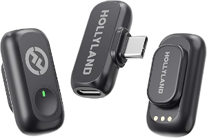 Hollyland Lark A1 Wireless Microphone for iPhone & Android, 48kHz/24-bit Studio Audio, 3-Level Noise Cancellation, 200m Range, Magnetic Mini Mic for Video Recording & Live Streaming (2TX + USB-C RX)