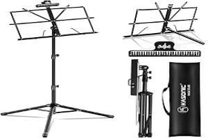 K KASONIC Music Stand, 2 in 1 Dual-Use, Metal, 20 x 9 x 1 inch, Black