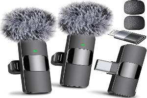 Mini Mic Pro (Latest Model - Wireless Mini Microphone for iPhone, iPad, Android - 2 Pack Lavalier Microphone for Video Recording - iPhone Mic Crystal Clear Recording with USB-C for Content Creators